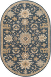 Caesar CAE-1154 Traditional Wool Rug CAE1154-69OV Navy, Tan, Teal, Beige, Olive 100% Wool 6' x 9' Oval