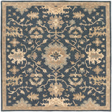 Caesar CAE-1154 Traditional Wool Rug CAE1154-99SQ Navy, Tan, Teal, Beige, Olive 100% Wool 9'9" Square