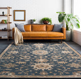 Caesar CAE-1154 Traditional Wool Rug CAE1154-912 Navy, Tan, Teal, Beige, Olive 100% Wool 9' x 12'