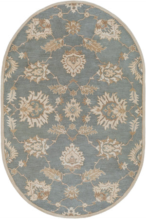 Caesar CAE-1156 Traditional Wool Rug CAE1156-69OV Medium Gray, Ivory, Olive, Tan 100% Wool 6' x 9' Oval