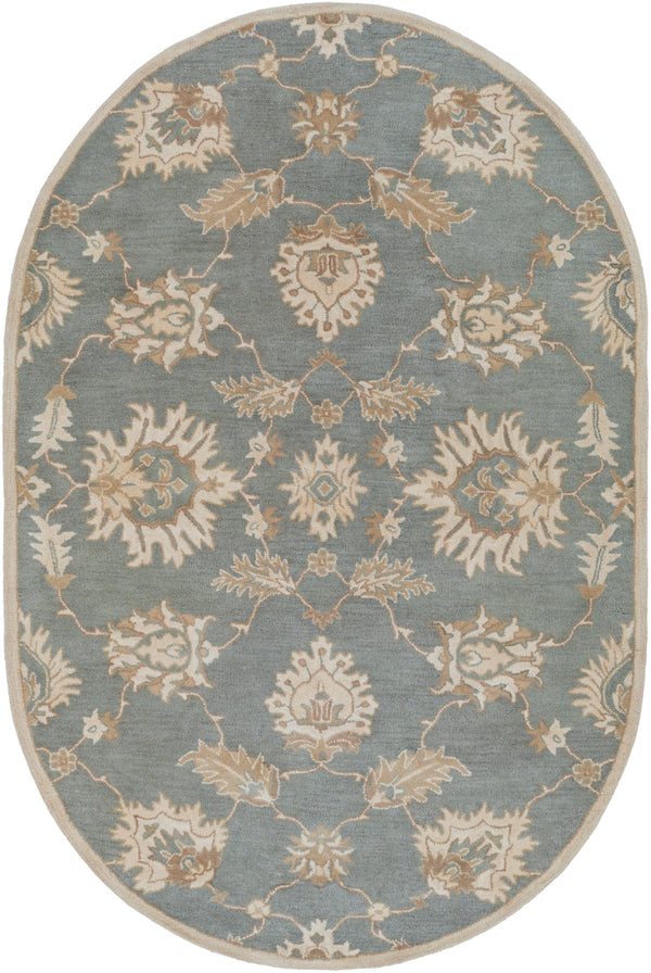 Caesar CAE-1156 Traditional Wool Rug CAE1156-69OV Medium Gray, Ivory, Olive, Tan 100% Wool 6' x 9' Oval