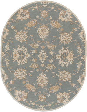Caesar CAE-1156 Traditional Wool Rug CAE1156-810OV Medium Gray, Ivory, Olive, Tan 100% Wool 8' x 10' Oval