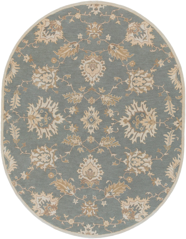 Caesar CAE-1156 Traditional Wool Rug CAE1156-810OV Medium Gray, Ivory, Olive, Tan 100% Wool 8' x 10' Oval