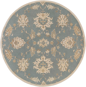Caesar CAE-1156 Traditional Wool Rug CAE1156-99RD Medium Gray, Ivory, Olive, Tan 100% Wool 9'9" Round