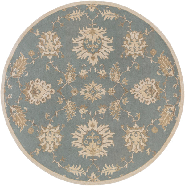 Caesar CAE-1156 Traditional Wool Rug CAE1156-99RD Medium Gray, Ivory, Olive, Tan 100% Wool 9'9" Round