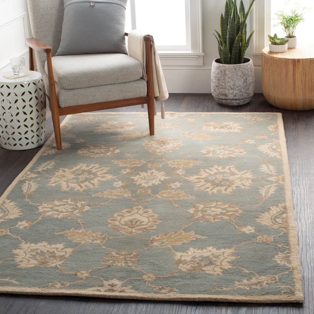 Caesar CAE-1156 Traditional Wool Rug CAE1156-912 Medium Gray, Ivory, Olive, Tan 100% Wool 9' x 12'