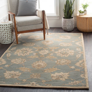Caesar CAE-1156 Traditional Wool Rug CAE1156-99SQ Medium Gray, Ivory, Olive, Tan 100% Wool 9'9" Square