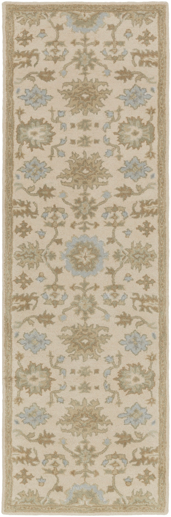 Caesar CAE-1161 Traditional Wool Rug CAE1161-312 Beige, Sage, Light Gray, Olive, Tan 100% Wool 3' x 12'