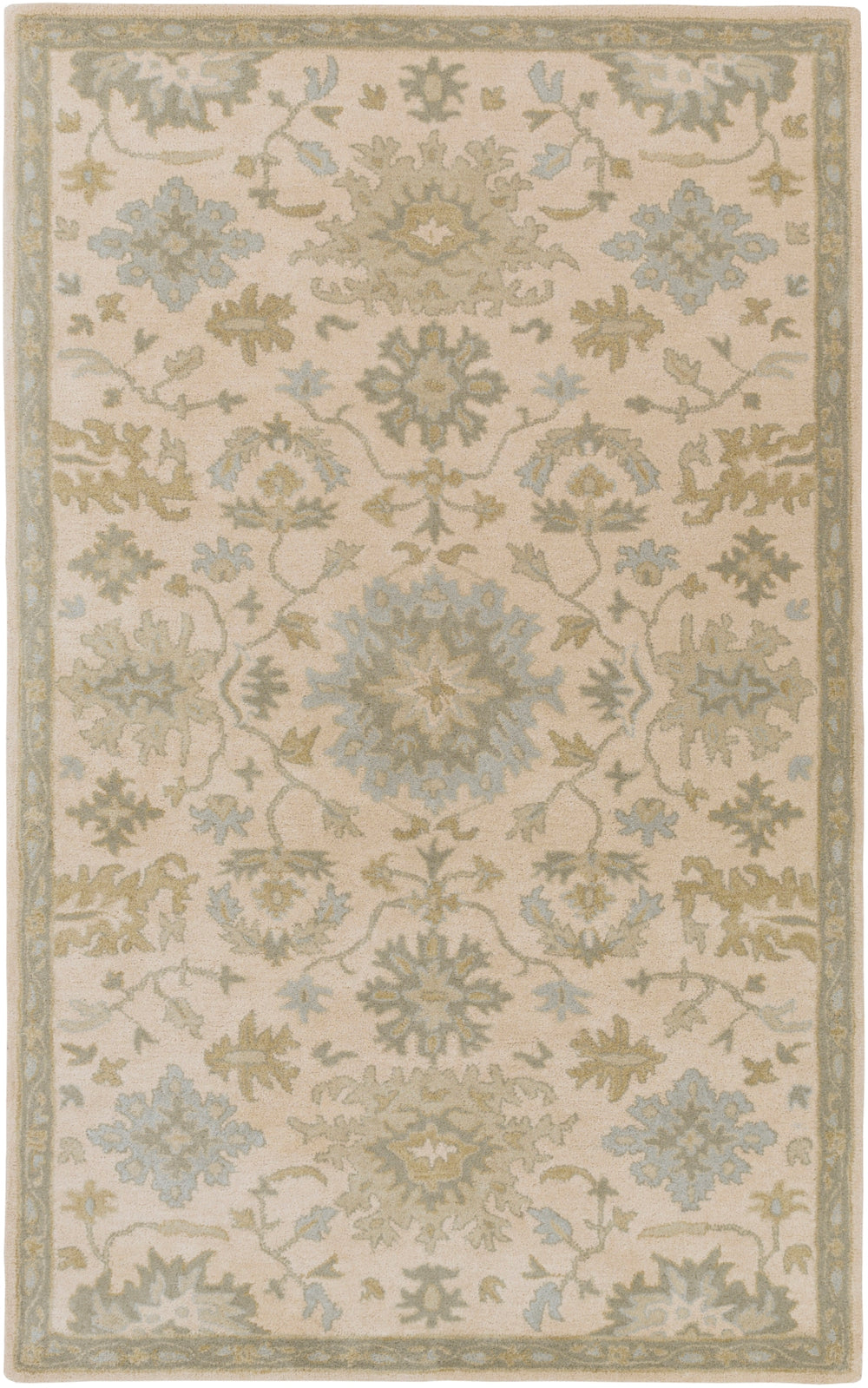 Caesar CAE-1161 Traditional Wool Rug CAE1161-912 Beige, Sage, Light Gray, Olive, Tan 100% Wool 9' x 12'