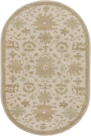 Caesar CAE-1161 Traditional Wool Rug CAE1161-69OV Beige, Sage, Light Gray, Olive, Tan 100% Wool 6' x 9' Oval