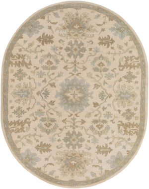 Caesar CAE-1161 Traditional Wool Rug CAE1161-810OV Beige, Sage, Light Gray, Olive, Tan 100% Wool 8' x 10' Oval