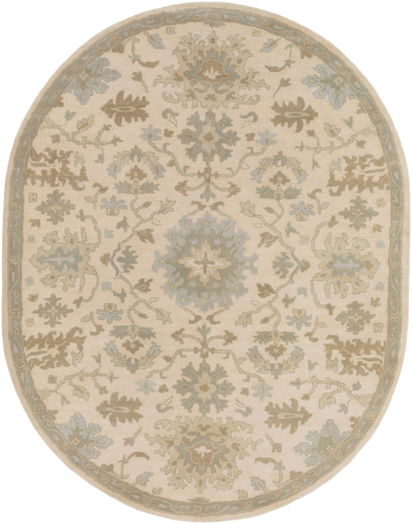 Caesar CAE-1161 Traditional Wool Rug CAE1161-810OV Beige, Sage, Light Gray, Olive, Tan 100% Wool 8' x 10' Oval