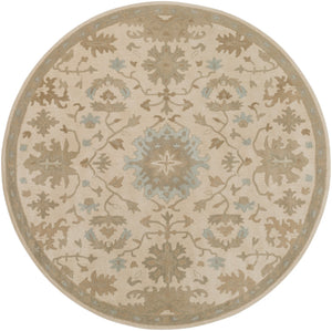 Caesar CAE-1161 Traditional Wool Rug CAE1161-99RD Beige, Sage, Light Gray, Olive, Tan 100% Wool 9'9" Round