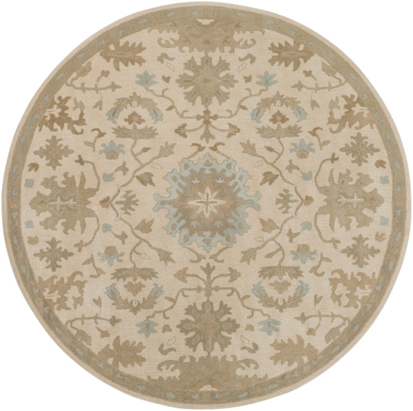 Caesar CAE-1161 Traditional Wool Rug CAE1161-99RD Beige, Sage, Light Gray, Olive, Tan 100% Wool 9'9" Round