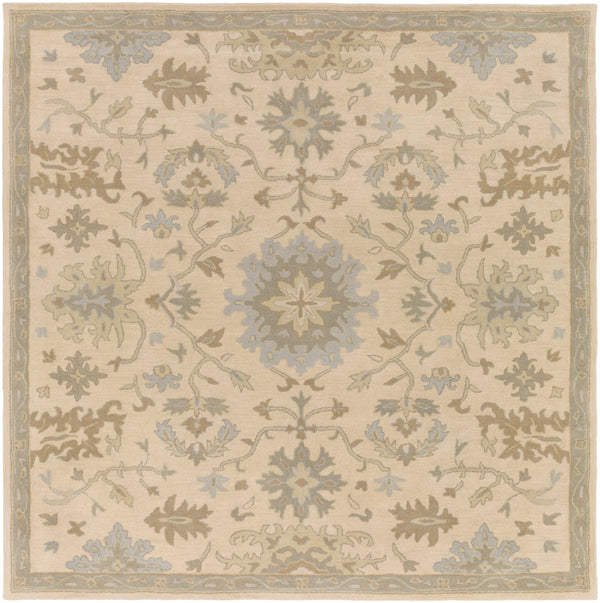 Caesar CAE-1161 Traditional Wool Rug CAE1161-99SQ Beige, Sage, Light Gray, Olive, Tan 100% Wool 9'9" Square