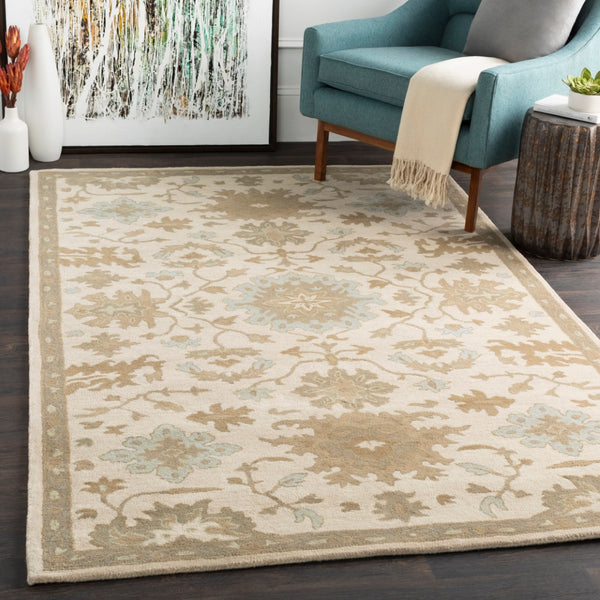 Caesar CAE-1161 Traditional Wool Rug CAE1161-99SQ Beige, Sage, Light Gray, Olive, Tan 100% Wool 9'9" Square