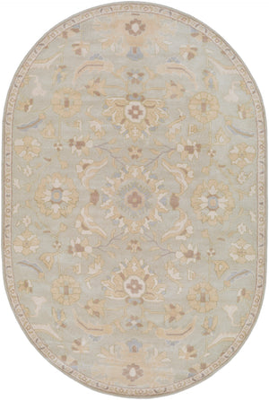 Caesar CAE-1162 Traditional Wool Rug CAE1162-69OV Light Gray, Beige, Olive, Camel, Khaki 100% Wool 6' x 9' Oval