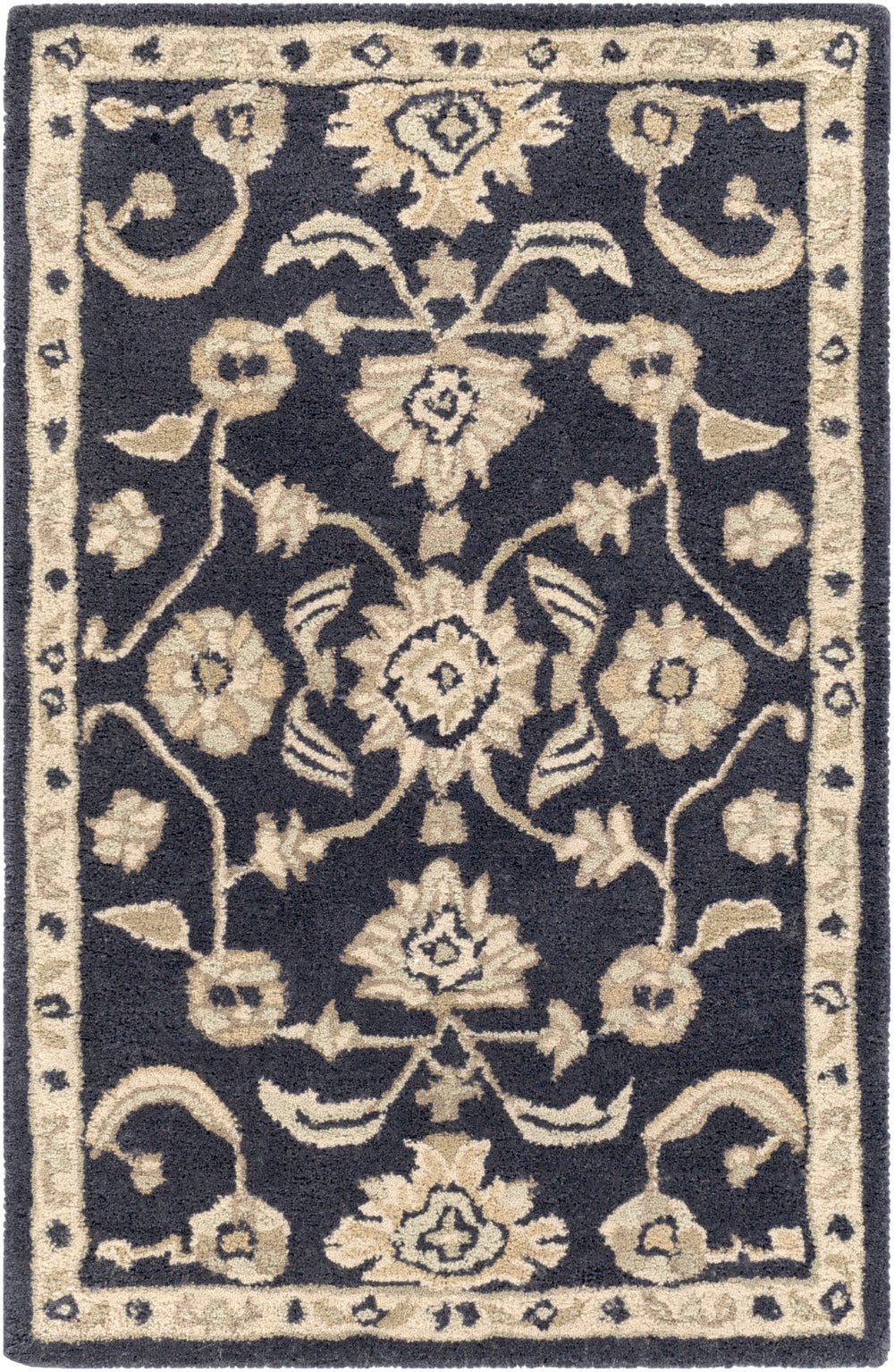 Caesar CAE-1164 Traditional Wool Rug CAE1164-912 Ink, Beige, Seafoam, Tan 100% Wool 9' x 12'