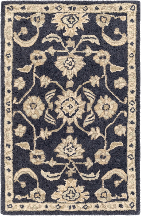 Caesar CAE-1164 Traditional Wool Rug CAE1164-912 Ink, Beige, Seafoam, Tan 100% Wool 9' x 12'