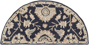 Caesar CAE-1164 Traditional Wool Rug CAE1164-24HM Ink, Beige, Seafoam, Tan 100% Wool 2' x 4' Hearth