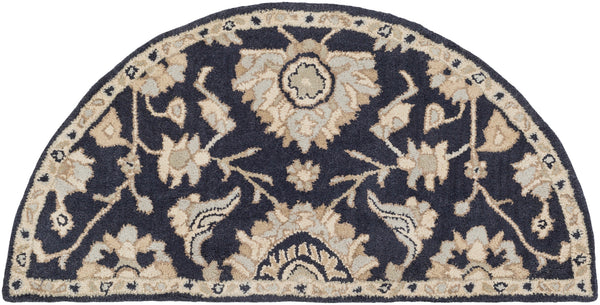 Caesar CAE-1164 Traditional Wool Rug CAE1164-24HM Ink, Beige, Seafoam, Tan 100% Wool 2' x 4' Hearth