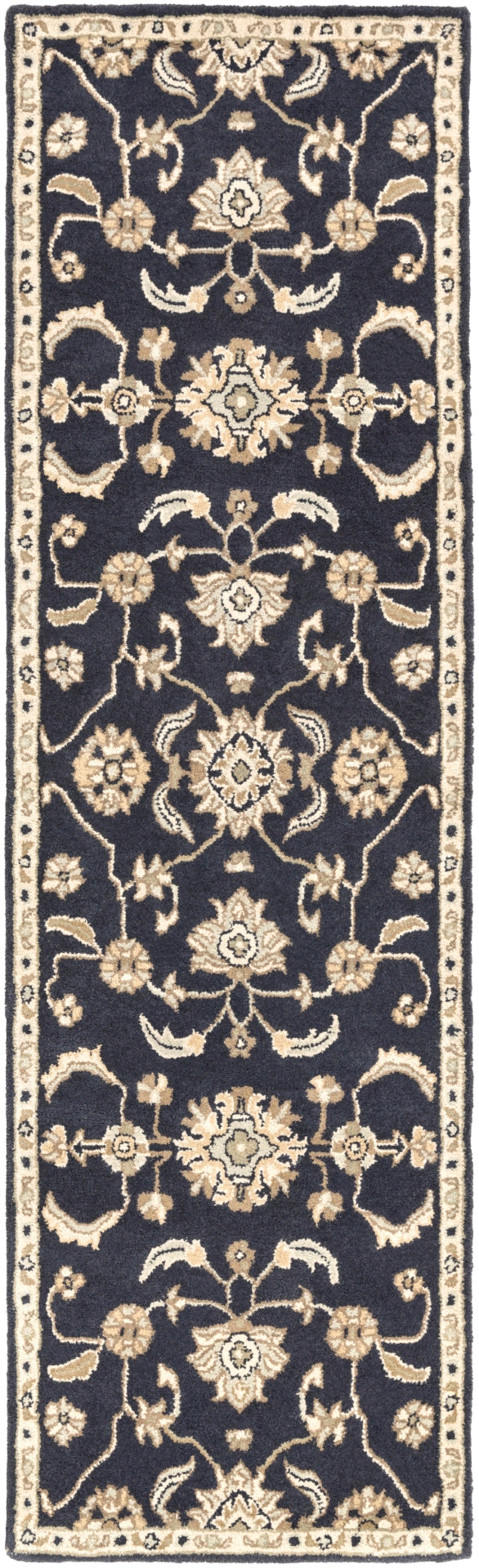 Caesar CAE-1164 Traditional Wool Rug CAE1164-312 Ink, Beige, Seafoam, Tan 100% Wool 3' x 12'