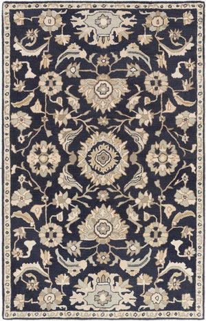 Caesar CAE-1164 Traditional Wool Rug CAE1164-58 Ink, Beige, Seafoam, Tan 100% Wool 5' x 8'