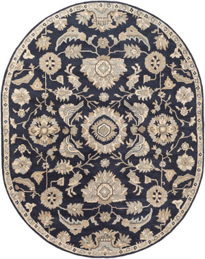 Caesar CAE-1164 Traditional Wool Rug CAE1164-810OV Ink, Beige, Seafoam, Tan 100% Wool 8' x 10' Oval