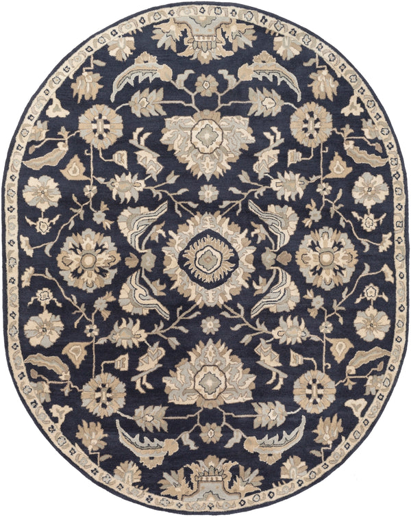 Caesar CAE-1164 Traditional Wool Rug CAE1164-810OV Ink, Beige, Seafoam, Tan 100% Wool 8' x 10' Oval