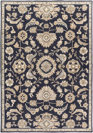 Caesar CAE-1164 Traditional Wool Rug CAE1164-811 Ink, Beige, Seafoam, Tan 100% Wool 8' x 11'
