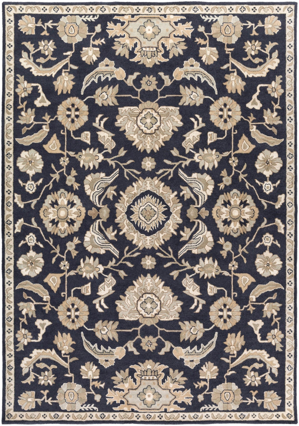 Caesar CAE-1164 Traditional Wool Rug CAE1164-811 Ink, Beige, Seafoam, Tan 100% Wool 8' x 11'