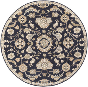 Caesar CAE-1164 Traditional Wool Rug CAE1164-99RD Ink, Beige, Seafoam, Tan 100% Wool 9'9" Round