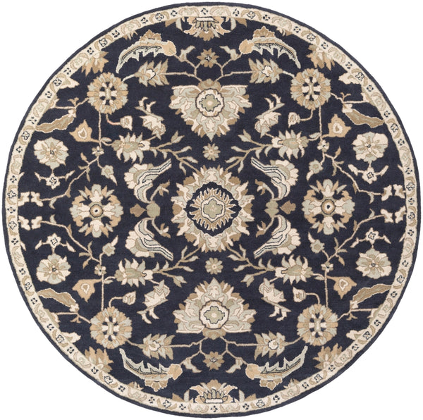 Caesar CAE-1164 Traditional Wool Rug CAE1164-99RD Ink, Beige, Seafoam, Tan 100% Wool 9'9" Round