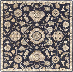 Caesar CAE-1164 Traditional Wool Rug CAE1164-99SQ Ink, Beige, Seafoam, Tan 100% Wool 9'9" Square