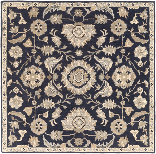 Caesar CAE-1164 Traditional Wool Rug CAE1164-99SQ Ink, Beige, Seafoam, Tan 100% Wool 9'9" Square