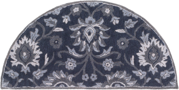 Caesar CAE-1191 Traditional Wool Rug CAE1191-24HM Navy, Charcoal, Medium Gray, Denim 100% Wool 2' x 4' Hearth