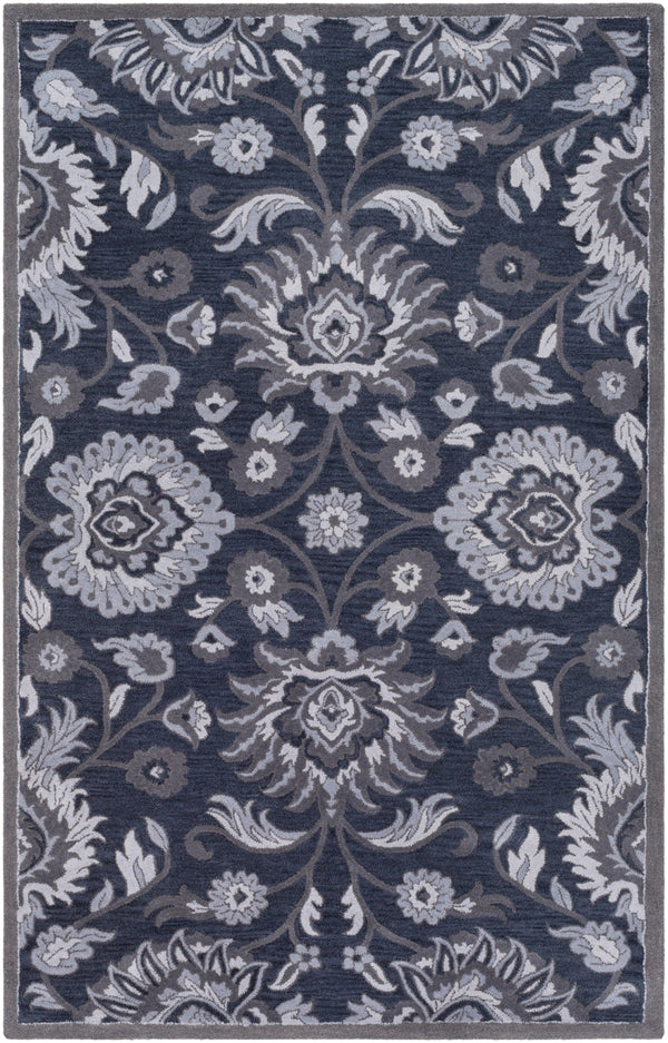 Caesar CAE-1191 Traditional Wool Rug CAE1191-912 Navy, Charcoal, Medium Gray, Denim 100% Wool 9' x 12'