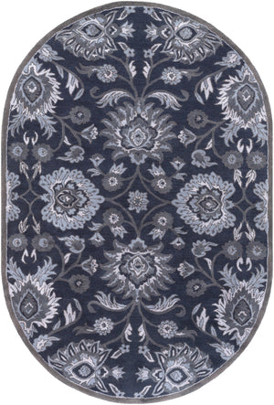 Caesar CAE-1191 Traditional Wool Rug CAE1191-69OV Navy, Charcoal, Medium Gray, Denim 100% Wool 6' x 9' Oval