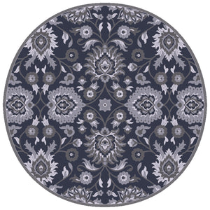 Caesar CAE-1191 Traditional Wool Rug CAE1191-99RD Navy, Charcoal, Medium Gray, Denim 100% Wool 9'9" Round