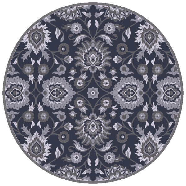 Caesar CAE-1191 Traditional Wool Rug CAE1191-99RD Navy, Charcoal, Medium Gray, Denim 100% Wool 9'9" Round