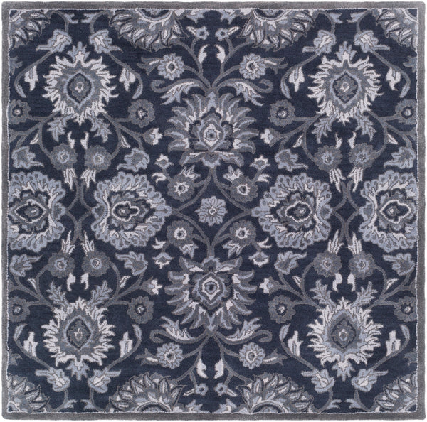 Caesar CAE-1191 Traditional Wool Rug CAE1191-99SQ Navy, Charcoal, Medium Gray, Denim 100% Wool 9'9" Square
