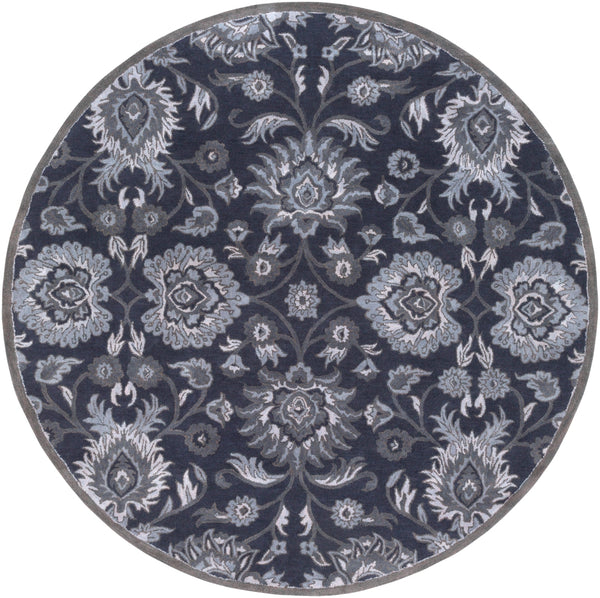 Caesar CAE-1191 Traditional Wool Rug CAE1191-8RD Navy, Charcoal, Medium Gray, Denim 100% Wool 8' Round