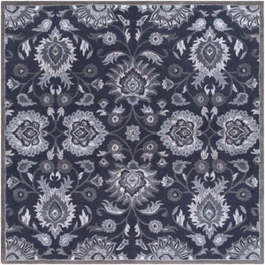 Caesar CAE-1191 Traditional Wool Rug CAE1191-8SQ Navy, Charcoal, Medium Gray, Denim 100% Wool 8' Square