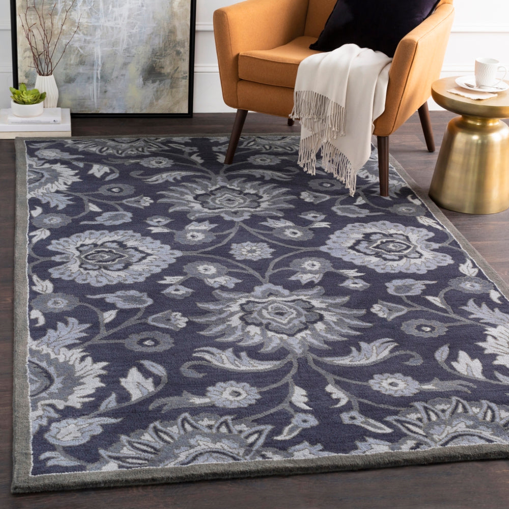 Caesar CAE-1191 Traditional Wool Rug CAE1191-912 Navy, Charcoal, Medium Gray, Denim 100% Wool 9' x 12'