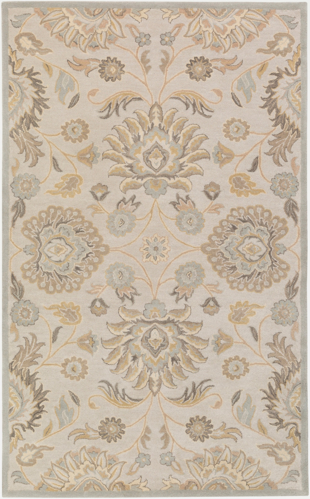 Caesar CAE-1192 Traditional Wool Rug CAE1192-912 Light Gray, Khaki, Camel, Cream, Medium Gray 100% Wool 9' x 12'