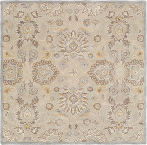 Caesar CAE-1192 Traditional Wool Rug CAE1192-99SQ Light Gray, Khaki, Camel, Cream, Medium Gray 100% Wool 9'9" Square