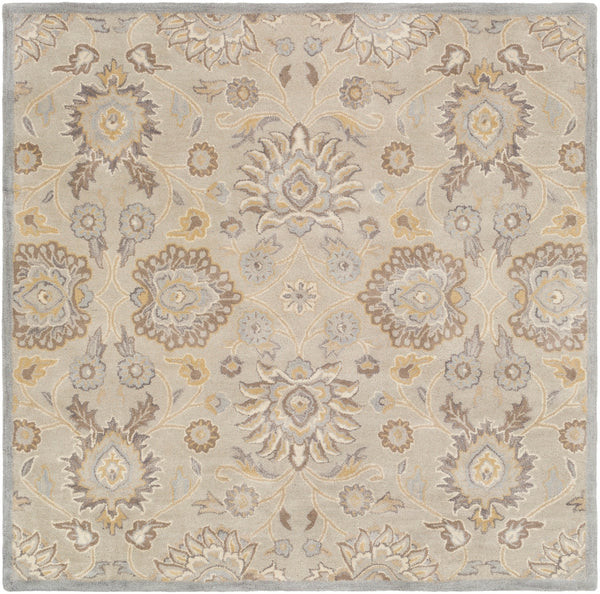Caesar CAE-1192 Traditional Wool Rug CAE1192-99SQ Light Gray, Khaki, Camel, Cream, Medium Gray 100% Wool 9'9" Square