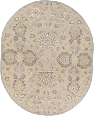 Caesar CAE-1192 Traditional Wool Rug CAE1192-810OV Light Gray, Khaki, Camel, Cream, Medium Gray 100% Wool 8' x 10' Oval