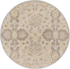 Caesar CAE-1192 Traditional Wool Rug CAE1192-99RD Light Gray, Khaki, Camel, Cream, Medium Gray 100% Wool 9'9" Round