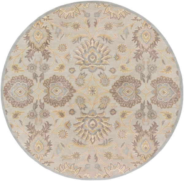 Caesar CAE-1192 Traditional Wool Rug CAE1192-99RD Light Gray, Khaki, Camel, Cream, Medium Gray 100% Wool 9'9" Round